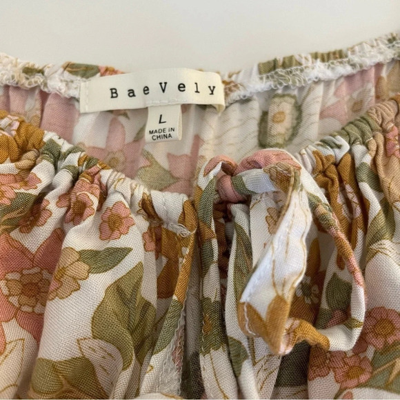 Baevely Mini Dress Everything And More Dress Multi Floral Keyhole Puff Sleeve - Picture 9 of 15